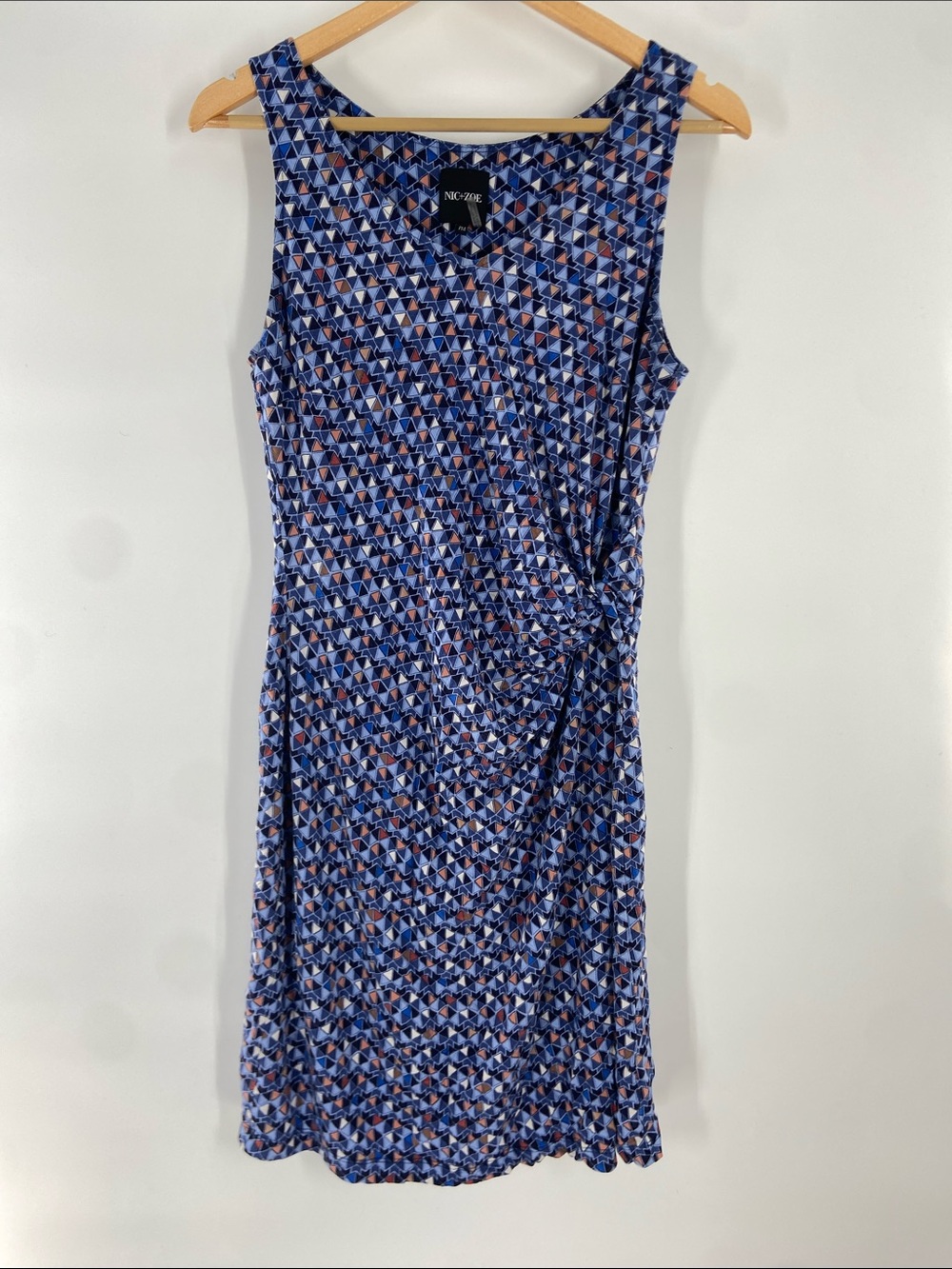 Nic+Zoe Blue Triangle Print Dress Size PM Gently Used